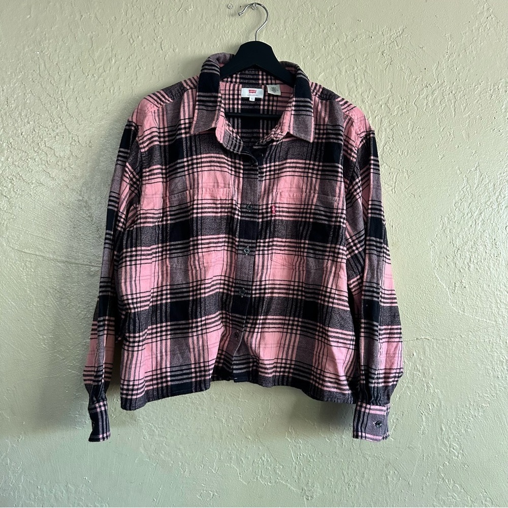 Pink and Black Plaid Shirt